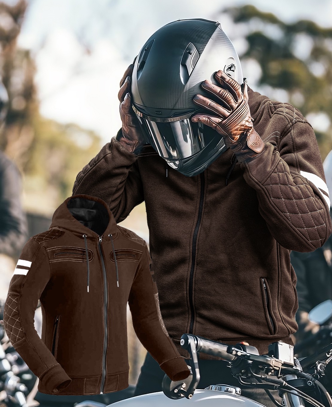 PREMIUM RIVALBROWN CE 17092:2020 WATERPROOF MC HOODIE MCV